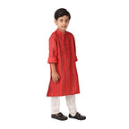 Fabindia Kids Silk Chinese Collar Long Kurta Viscose_6-8Y Red