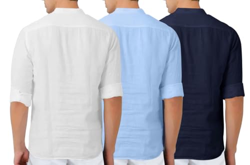 Finivo Fashion MenS Cotton Blend Regular Fit Solid Combo Kurta Shirt