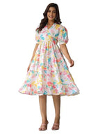 Leriya Fashion Midi Dress for Women | One Piece Dress for Women | Beach Dress for Women (XX-Large, Multicolor)