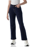 INKD Womens Wide Leg Jeans - High-Rise | Enzyme Wash | Classic 5 Pocket Styling (INKSS24WJN-407-Dark Knight-36)