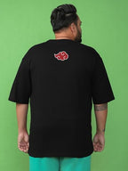 Bewakoof Plus Official Naruto Merchandise Akatsuki Mens Graphic Print Oversized Fit Half Sleeve Round Neck Cotton Plus Size T-S