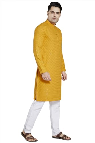 Divisive MenS Sequince Embroidered Cotton Blend Slim Fit Kurta Pyjama Set
