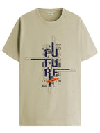 ADRO Mens Graphic Printed 100% Cotton T-Shirt - Regular Fit, Printed T-Shirts for Men (RN24-FTR-BE_Beige_2XL)