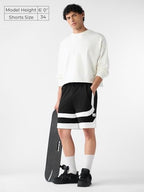 The Souled Store Black Factor Men and Boys Drawstringed Solid Regular Fit Knee Length Cotton Bermuda Shorts