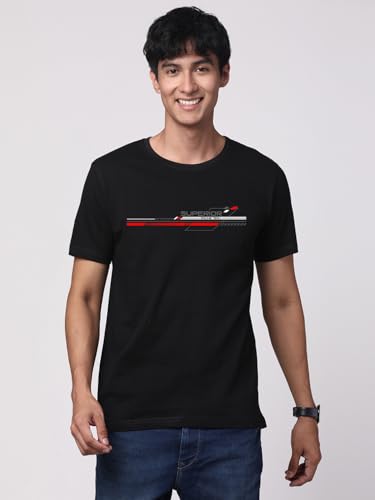 ADRO Mens Graphic Printed 100% Cotton T-Shirt - Regular Fit, Printed T-Shirts for Men (RN24-RAC-BL_Black_2XL)