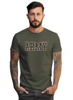 Peppyzone MenS Regular Fit Army Printed Pure Cotton T Shirt For Men (M, Olive2)
