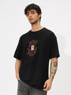 The Souled Store The King Oversized T-Shirt For Men Boys Cotton Casual Half Sleeves Baggy Loose Fit Drop Shoulder Round Neck Bla