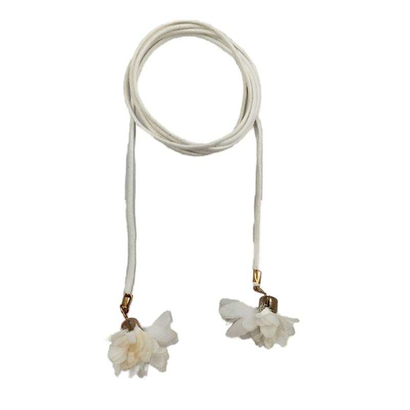 Ani Accessoriez Women Suede Belt/Cord For Skiny Girl/Women With Nylon Flowers (White) 46