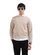 The Indian Garage Co Mens Boxy Textured Full Sleeves Crew Neck T-Shirt