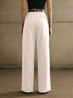 Greciilooks High Waist Cotton Trousers For Women  Flared Parachute Pants With Side Pockets | Casual Travel Cargo Pants