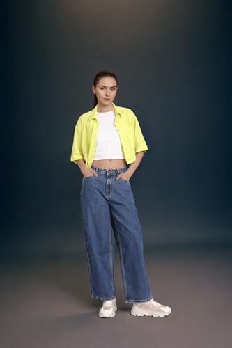 Inkd WomenS Baggy Jeans (Inkss25Wjn-608_Denim Divine