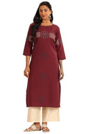 Libas WomenS Cotton Blend Printed Regular Kurta (98216Oc_Red_M)