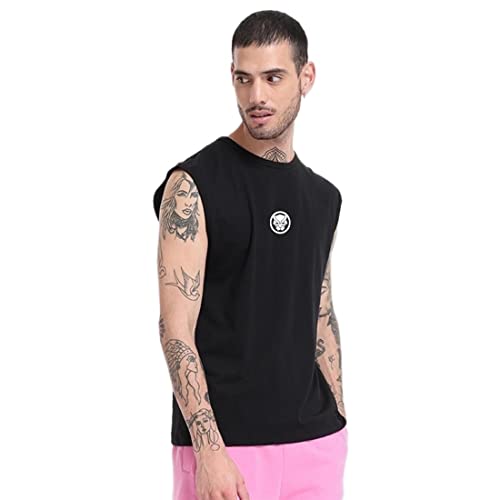 Bewakoof MenS The King Graphic Print Cotton Vest- Oversized Fit, Round Neck, Sleeveless