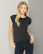 Ladies Flowy Muscle T-Shirt with Rolled cuff - DARK gRY HEATHER - S(D0102H7WXH2)