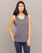 Ladies Flowy Scoop Muscle Tank - WHITE - S(D0102H7KR4T)