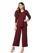 GRECIILOOKS Womens A-Line Lycra Regular Fit Co-Ord Set (Red, XX-Large)