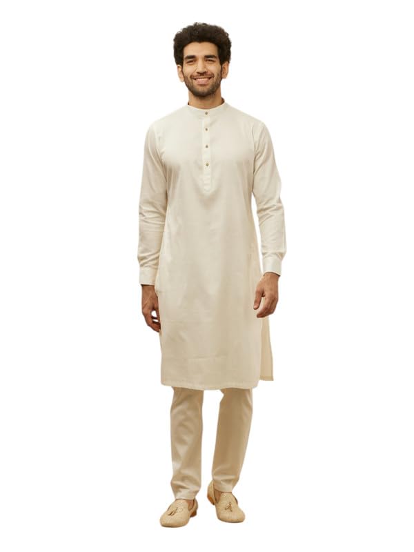 Manyavar Soild Knee Long Kurta And Churidar Set For Men - (Pista, X- Large)