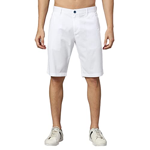 Thomas Scott Mens Solid Slim Fit 100% Cotton Shorts White