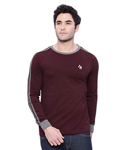 ADRO Men's Slub Cotton Full Sleeve T-Shirt (FR3-1-MAR-MR-XL_Maroon2_XL) Maroon
