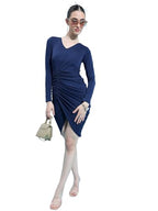 Ketch WomenS Polyester Blend Bodycon Knee Length Dress (Khj6000454_Navy Blue