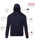 ADRO Men's Cotton Neck Hooded Sweatshirt (H-A-PLN-NB_Navy_2XL)