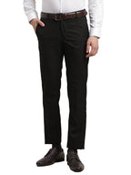 Turtle Men Polyviscose Slim Fit Black Solid Formal Trouser