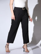 OM SAI LATEST CREATION Trousers for Women || Bi-Stretch Pegged Trousers for Ladies || Solid Stretchable Trousers with Front Pock