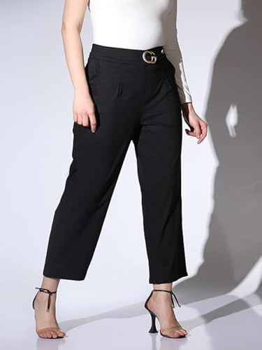 OM SAI LATEST CREATION Trousers for Women || Bi-Stretch Pegged Trousers for Ladies || Solid Stretchable Trousers with Front Pock
