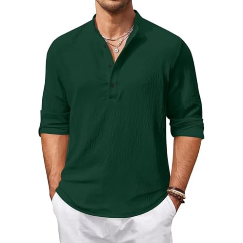 Bellstone MenS Cotton Blend Regular Shirt (Kurta1601_Dark Green_Xl