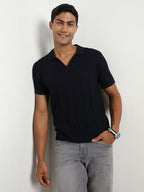 Nobero MenS Cotton Self Design Regular Fit Polo Shirt
