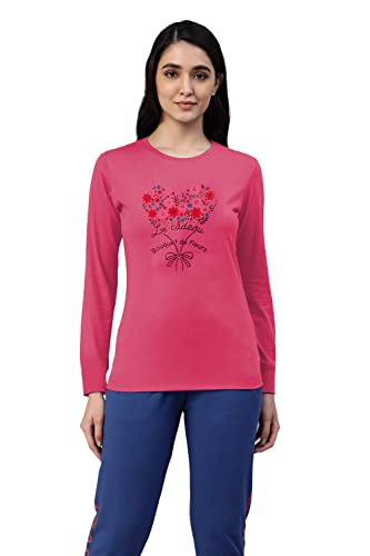 Lyra WomenS Cotton Printed Round Neck Full Sleeves T-Shirt