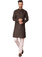 Jompers Mens Woven Design Silk Blended Kurta Pyjama Set