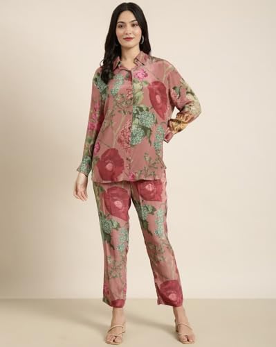 Lookmark WomenS Cotton Blend Floral Printed Full Sleeves Hip Length Button Down Collared Kurti Set | Kurta Set For Women (Az-Lm
