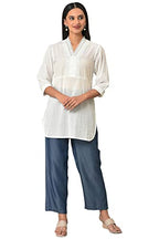 Aurelia Women'S Cotton Blend Stripes Kurti & Palazzo (23Feas30380-605281_White