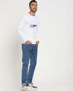 Bewakoof MenS Printed Regular Fit Full Sleeve Round Neck Cotton T-Shirt_468881_White_L