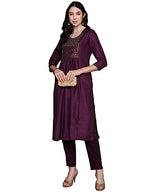 Anubhutee Women'S Silk Embellished Magenta A-Line Kurta