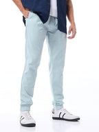 Bewakoof MenS Solid Regular Fit Cotton Joggers Blue