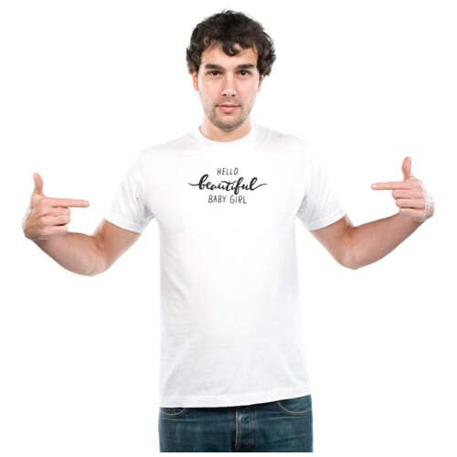 UDNAG Unisex Round Neck Graphic Hello Beautiful Baby Girl Polyester TShirt White [Size XXS/34in to 7XL/56in] 38