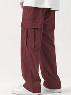 Greciilooks Cargo Joggers For Men  Cotton Loose Fit Utility Pants With 6 Pockets | Durable Outdoor & Hiking Trousers Maroon