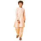 Bon Organik Peach Silk Kurta With Pajama Set For Boy