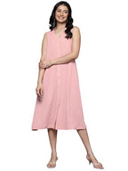 Varanga Women Peach Front Placket Deatiled A-Line Dress