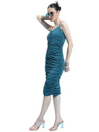 Ketch WomenS Polyester Blend Bodycon Knee Length Dress (Khj6000456_Teal