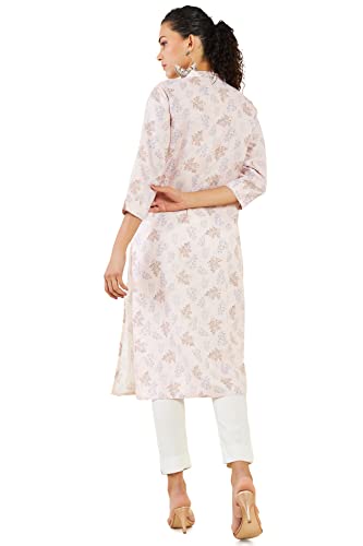 Soch Women Pink Linen Printed Kurta