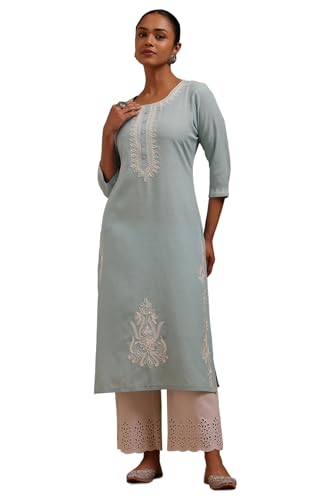Soch Women Rayon Slub Embroidered Kurta with Thread Work
