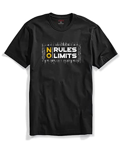 ADRO No Rules No Limits Mens Printed T-Shirt (RNR-M-LIM-BL_Black_XL)