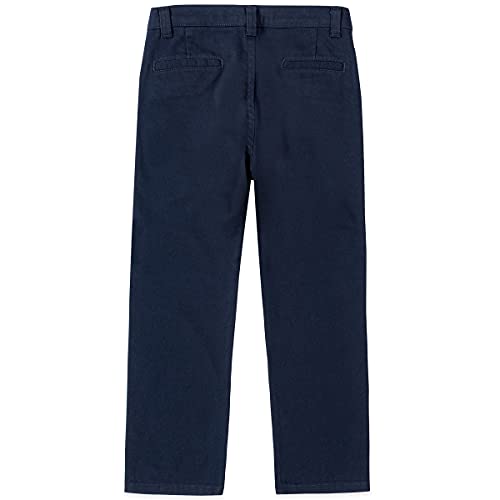 IZOD Boys School Uniform Twill Khaki Pants, Flat Front & comfortable Waistband, Navy, 7
