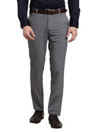 Turtle Men Narrow Fit Checkered Cotton Stretch Grey Formal Trouser