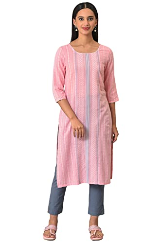 Pink Cotton Dobby Printed Kurta (Size: L)-24Aua13933-703843