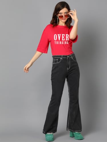 KOTTY Womens Cotton Blend Printed Oversized T-Shirts