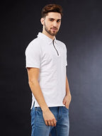 Leriya Fashion Mens Polo-Neck with Zip Closure Type T-Shirt || Half Sleeves Casual T-Shirt for Men || Ragular Wear Classic T-Sh
